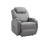 Fauteuil luxe de relaxation et massage inclinaison dossier repose-pied électrique revêtement synthétique gris