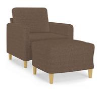 Fauteuil Marron avec Repose-Pied 60 cm en Tissu Polyester résistant 78x77x80 cm canapé Confortable Salon séjour Bureau avec Structure métal contreplaqué Design Simple Moderne