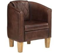 vidaXL Fauteuil Marron foncé Cuir véritable