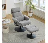 Fauteuil massant Relax inclinable 5 points chauffage électrique pivotant 360° tissu chenille Gris