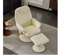 Fauteuil massant Relax inclinable avec chauffage pivotant 360° tissu PU beige élégant