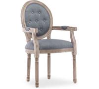 Fauteuil médaillon capitonné Louis XVI tissu Gris
