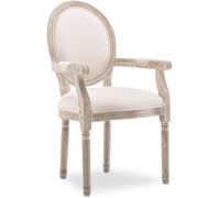 Fauteuil médaillon Louis XVI tissu Beige