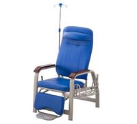 Fauteuil Médical Inclinable avec Support pour Perfusion, Structure en Acier et Assise Rembourrée, pour Hôpitaux et Consultations Externes(Blue)