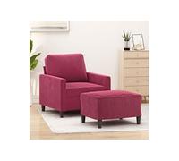 vidaXL Fauteuil avec repose-pied Rouge bordeaux 60 cm Velours