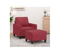 vidaXL Fauteuil met voetenbank 60 cm kunstleer wijnrood3201022 Rouge G