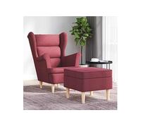 Fauteuil met voetenbankje stof wijnrood3307992