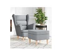 Fauteuil met voetenbankje tissu gris clair