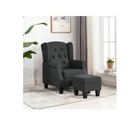 Fauteuil met voetenbankje tissu gris foncé