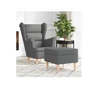 Fauteuil met voetenbankje tissu gris foncé