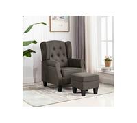 Fauteuil met voetenbankje tissu taupe