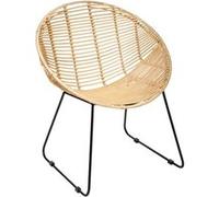 Fauteuil métal et rotin Laora Atmosphera - Naturel clair Naturel et noir G