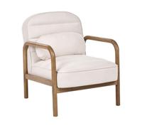 Fauteuil Milieu du Siècle en Tissu Structure en Bois Beige Clair Agger