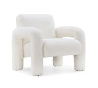 Fauteuil minimaliste tissu bouclette écru accoudoirs arche - ARCHIE Meubletmoi