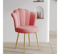 Fauteuil Moderne en Velours à Motif Coquillage et Pieds dorés, élégant Fauteuil Rose pour Salon et Chambre, Assise rembourrée Moelleuse, Design élégant, Confort Classique
