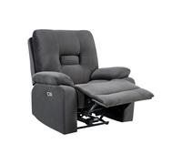 Fauteuil Moderne en Velours Electrique Dossier et Repose-pieds Inclinable Gris F