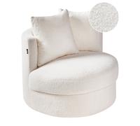 Fauteuil Moderne et Glam en Bouclé Pivotant Base en Fer Blanc Dalby