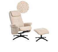 Fauteuil Moderne Retro en Bouclé avec Pouf Inclinable Pivotant Beige Geras
