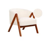 Fauteuil Moderne Tissu Bois d'Hévéa Pieds en Bois Bou lanc Cassé Skei