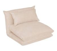 PEGANE Fauteuil modulable chauffeuse en Velours côtelé Ivoire - Longueur 85 x Profondeur 74 x Hauteur 59 cm