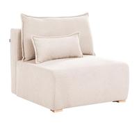 Fauteuil Module en Bouclé 1 Place Dossier Rabattable Convertible avec Rangement Beige Clair Nerbo