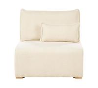 Fauteuil Module en Bouclé 1 Place Dossier Rabattable Convertible avec Rangement Blanc Cassé Nerbo