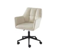Fauteuil MONA en velours blanc cassé avec pieds noirs