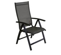 Fauteuil multiposition - ELEGANCE - Aluminium - Toile TPEP graphite/chevron - Pliant