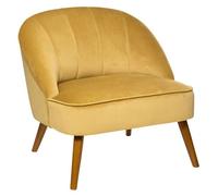 Fauteuil ""Naova"" velours jaune moutarde - Atmosphera createur d'interieur