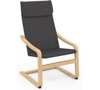 Fauteuil NILS bois façon hêtre et coussin tissu gris Gris G
