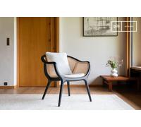 Fauteuil noir en frêne massif et osier Nocta