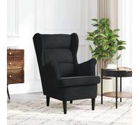 Fauteuil Noir en Velours avec Rembourrage, Cadre en Contreplaqué, Charge | Assise douce, dossier rembourré, cadre stable, design intemporel, usage quotidien, attention aux sources de chaleur