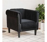 vidaXL Fauteuil de relaxation moderne intérieur avec accoudoirs et dossier – Velours noir