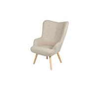 Toilinux - Fauteuil Noor avec pieds en bois - Beige - Noor Beige G