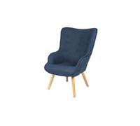 Toilinux - Fauteuil Noor avec pieds en bois - Bleu denim - Noor Bleu foncé G