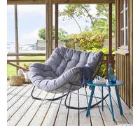 Fauteuil oeuf à bascule PAOPAO Gris Graphite Acier traité époxy, Traitement antirouille renforcé, Polyester Hespéride