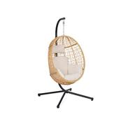 IDMarket – Fauteuil œuf suspendu ajouré effet rotin avec coussin écru