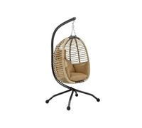 Outsunny Fauteuil œuf suspendu Balancelle pliable avec coussin et support Beige