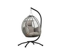 Fauteuil oeuf suspendu balancelle pliable avec coussin et support gris Gris G