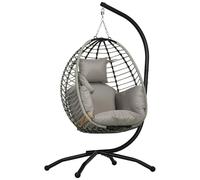 Fauteuil Oeuf Suspendu Balancelle Pliable Avec Coussin Et Support Gris