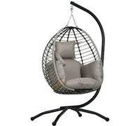 Fauteuil oeuf suspendu balancelle pliable avec coussin et support gris Gris G