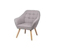 Toilinux - Fauteuil Oly en tissu avec Pieds en bois - Gris clair