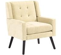 Fauteuil,OMOZUN,canapé une place,fauteuil de détente,finitions en simili-suède haut de gamme avec boutons,assise en mousse haute densité,pieds en bois massif,beige Beige
