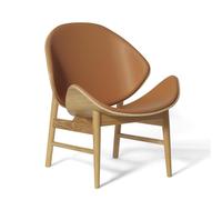 Fauteuil Orange Warm Nordic avec Assise et Dossier Rembourrés Cognac/Chêne