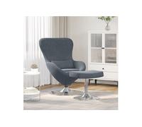 fauteuil ouf avec repose pieds en velours gris foncé