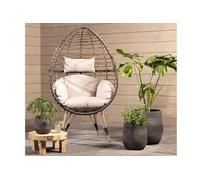 Fauteuil ouf de jardin sur pieds Evora en résine tressée brun -