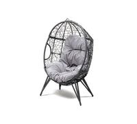 Jane - Fauteuil Oeuf Sur Pied En Rotin Gris Gris