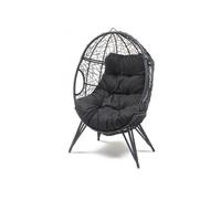 Fauteuil ouf sur pied en résine noir effet rotin JANE