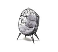 Fauteuil ouf sur pied en rotin gris JANE
