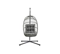 Fauteuil Ouf Suspendu en Rotin Gris Pliante Extérieur Intérieur Housse INCLUS